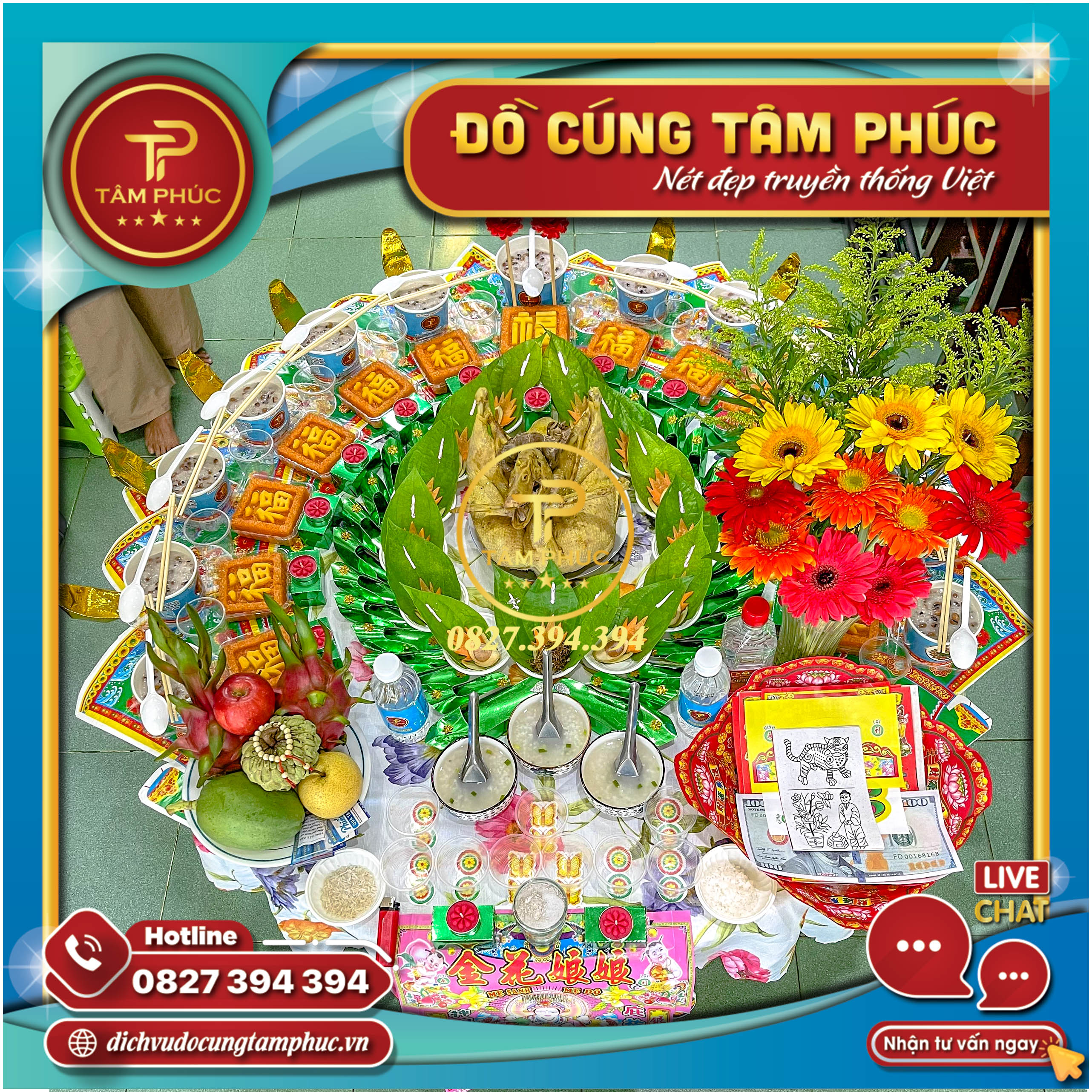 Mâm cúng Đốt 3,6,9,12 tuổi đầy đủ cho các bé.